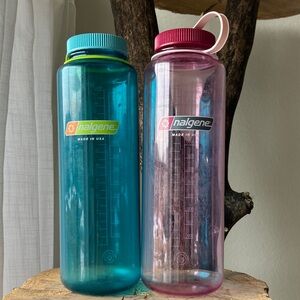Nalgene Wide Mouth Water Bottle - Teal & Pink 48oz tumblers.